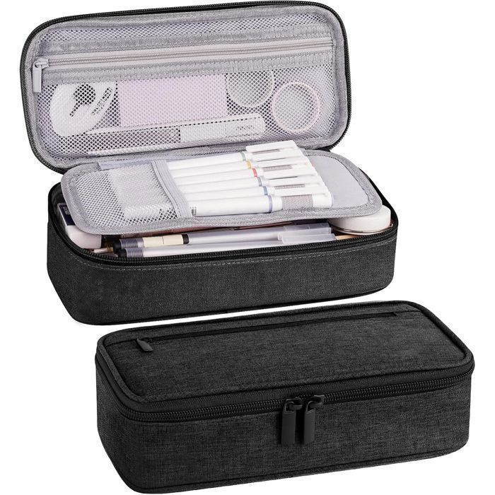 Boîte à stylos - Étui École zippée en Toile, Trousse Scolaire Grande Capacité,  Fermeture à Glissière,Stylos Crayons Feutres