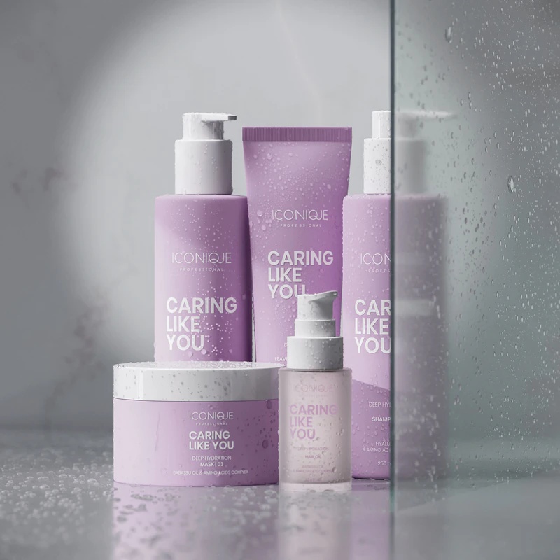 ICONIQUE Professional CARING LIKE YOU giliai drėkinamasis drėkinamasis aliejus sausiems ir pažeistiems plaukams.