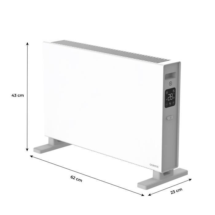 Calefactor eléctrico portátil por convección - OCEANIC - 2000 W - 2 niveles de potencia - Blanco mate