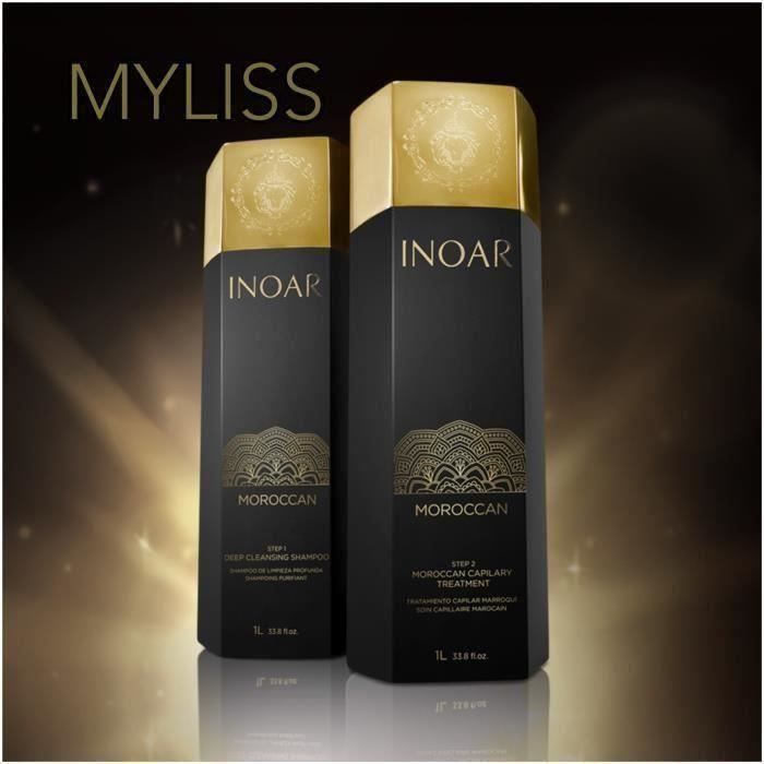 Braziliaanse gladmakende set - INOAR - Marokkaans - 2 x 1 L - Zuiverende shampoo - Professionele behandeling
