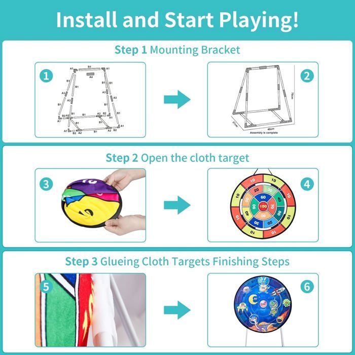 Jeu de fléchettes Double Face pour Enfants,Jeu de fléchettes Debout et Suspendu de 29 Pouces avec 2 Pistolets,Jeu de Carnaval