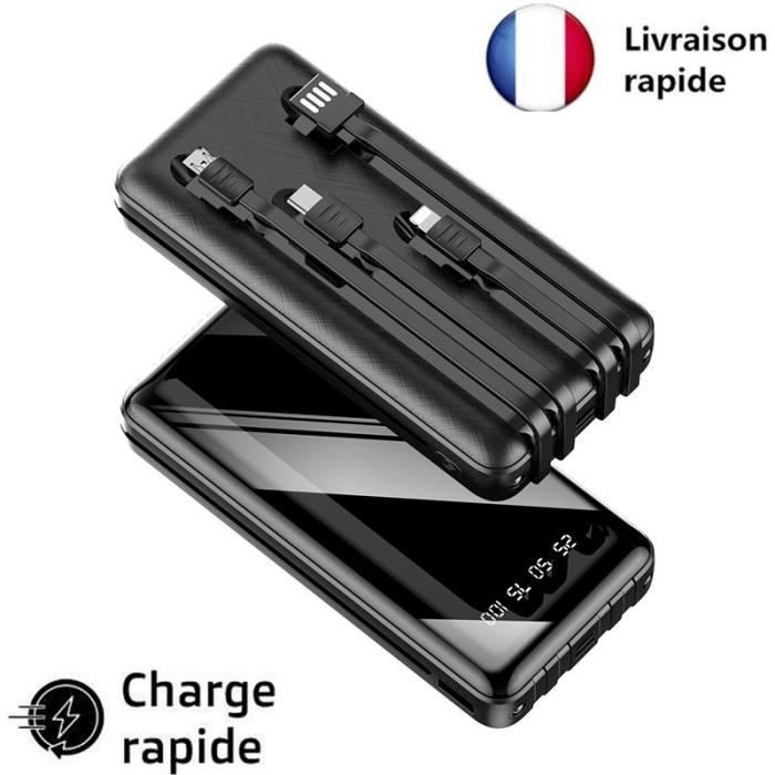 Bateria externa portátil Weuiortn® de 23800mAh com tela LCD e 4 linhas de dados, compatível com todos os celulares (preta)