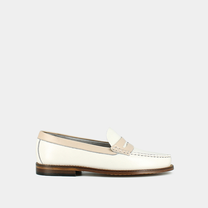 Mocassins  en cuir glacé écru et beige