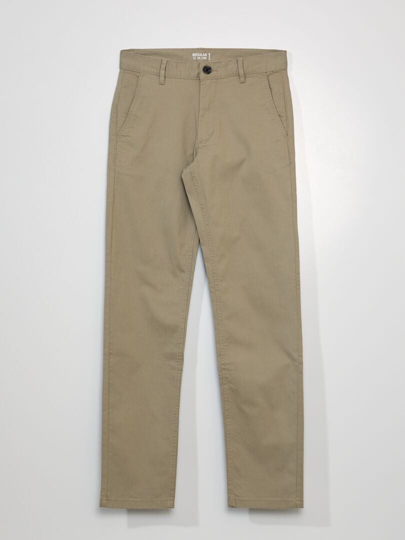 Calça chino de algodão elástico tamanho L34 - BEGE