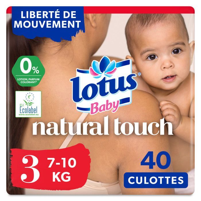 Pack de 2 - Lotus - 40 Culottes Baby Natural Touch T3 (7-10kg)