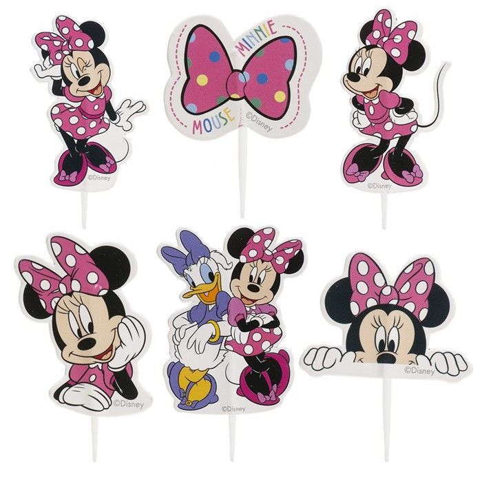 16 Minnie Mouse kagetopper-dekorationer