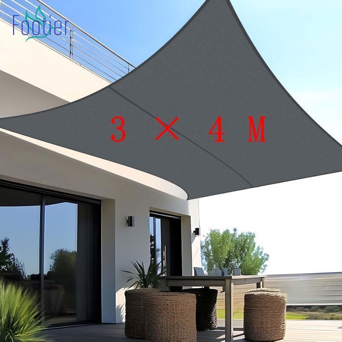 Toldo rectangular FOOTIER de 3 x 4 m, impermeable, con protección UV, ideal para jardín, terraza, patio o piscina.