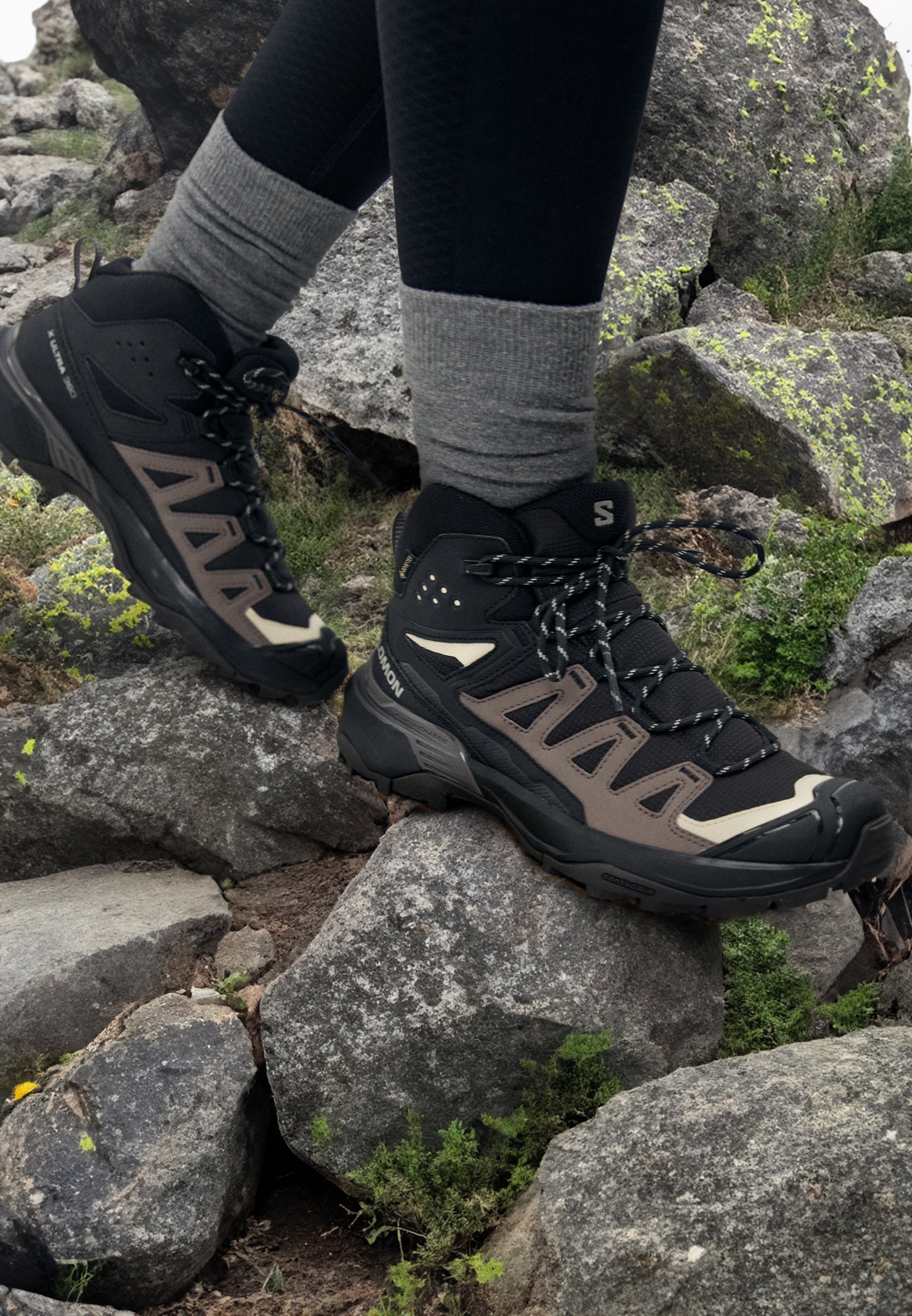 Salomon X ULTRA 360 MID GORE TEX - Matkajalatsid - mustad/ploomikassinised/šahvakasrohelised
