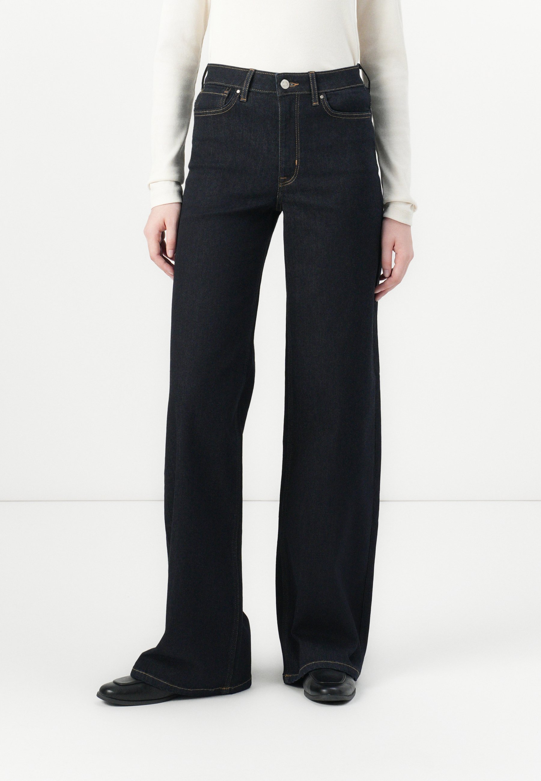 ONLY ONLMADISON BLUSH WIDE - Laiad jalad - tumesinine teksariie