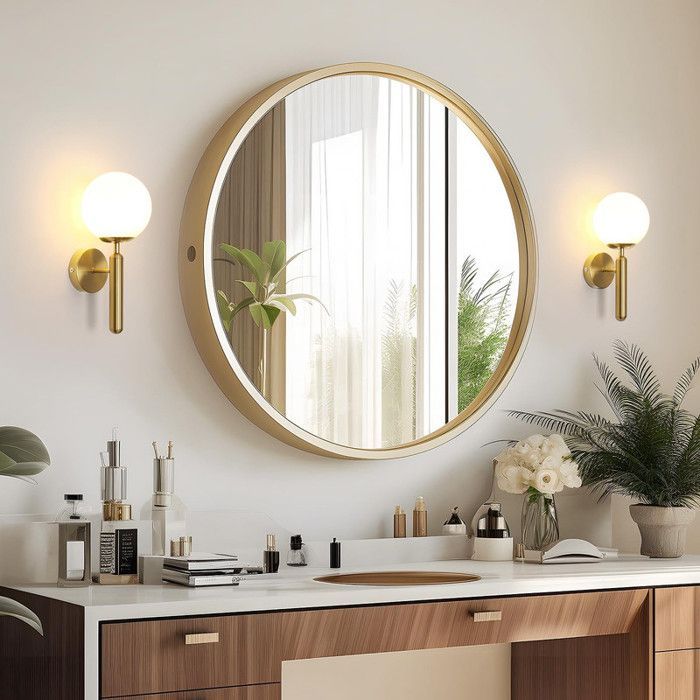 DORLINK Gold Wall Light - Modern Design in Glass and Metal - E27 60W - Bulb Not Included - For Bedroom, Hallway, Staircase