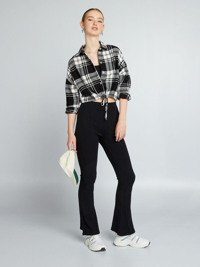 Camisa de flanela cropped - PRETA