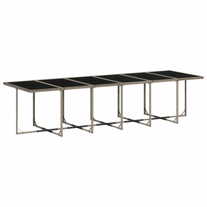 Conjunto de comedor de jardín de resina y mimbre - vidaXL - 13 piezas - Gris - Resistente a los rayos UV - 330x106x73 cm