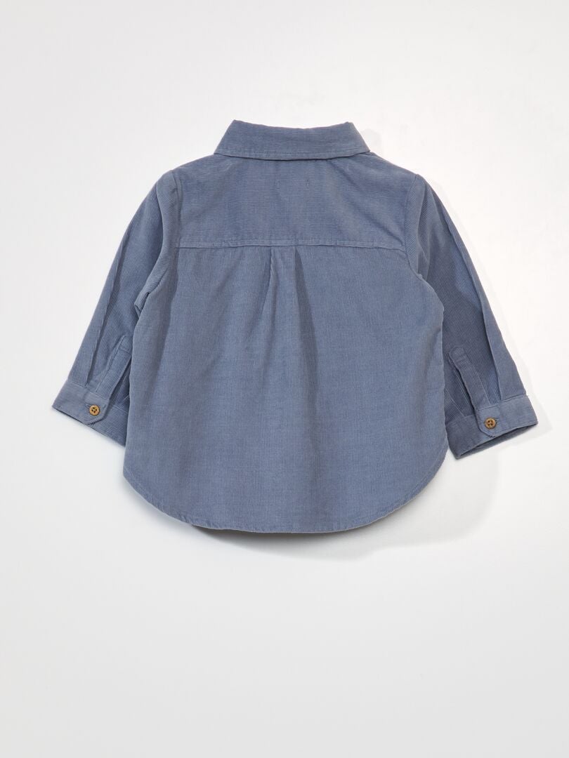 Camisa de veludo de cor sólida - AZUL