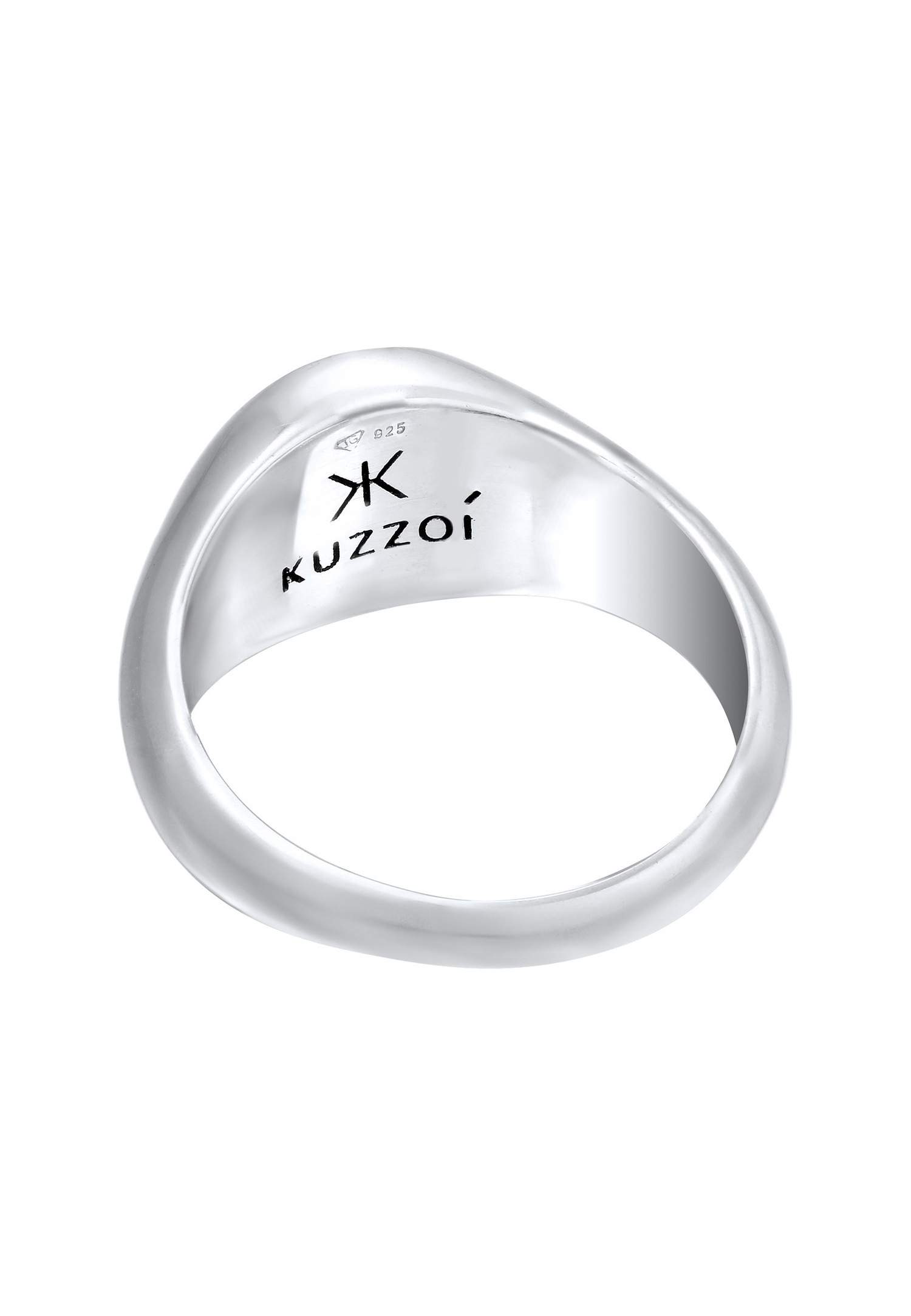 KUZZOI Hommes Sceau avec Smiling Face et Émail noir en Argent Sterling 925