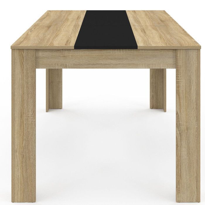 Vaste rechthoekige eettafel - IDMARKET - GEORGIA - Hout en zwart - 8 personen - 160 cm