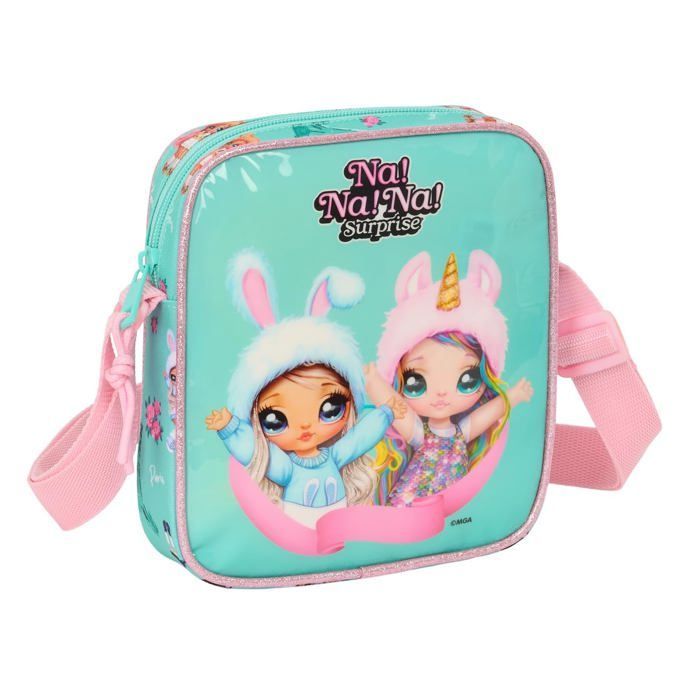 Sac à bandoulière enfant - Safta - Nanana Bunny - 16x4x18 cm - Turquoise/Rose - Polyester - Fermeture éclair