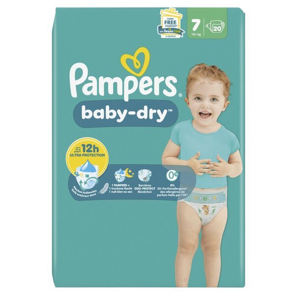 Pampers Baby-Dry pelene veličine 7 (15+ kg), 20 komada