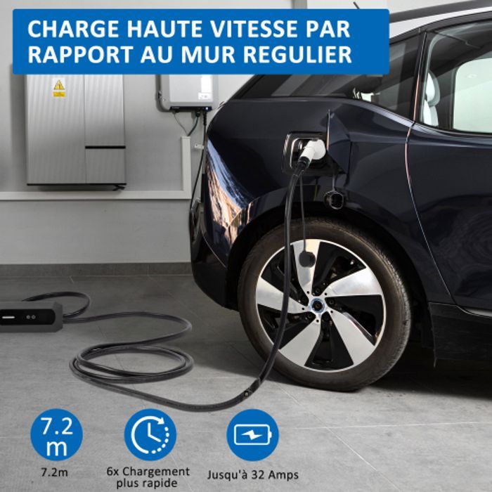 Cavo di ricarica per veicoli elettrici da 7,2 m, caricabatterie per auto elettriche, 7,2 kW/h, controllo tramite app intelligente.