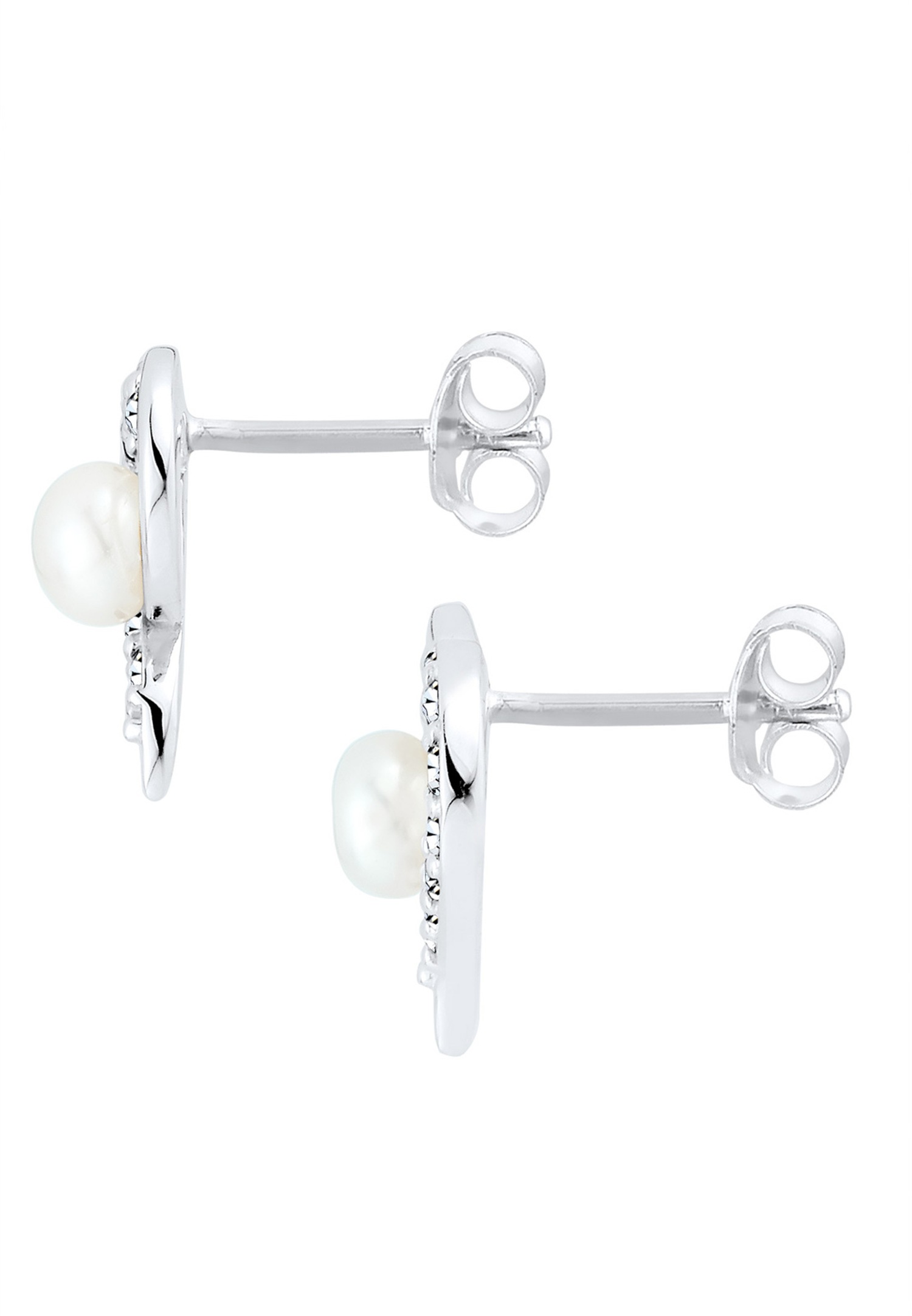Elli Femmes Motif Cœur Élégant Perles de culture d'eau douce avec cristaux en argent sterling 925