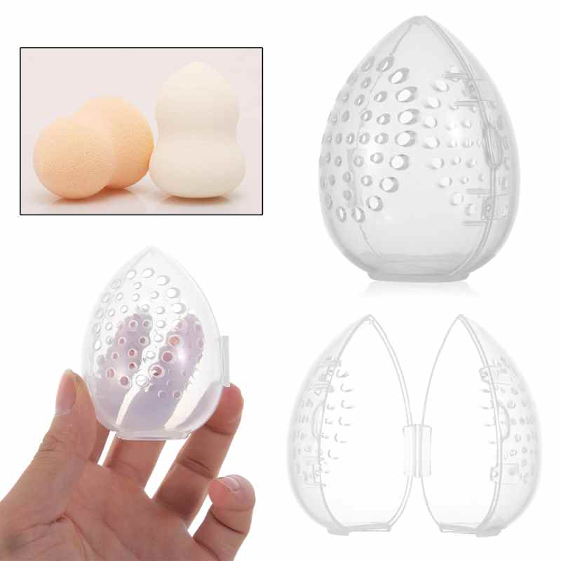 1 support pour éponge à maquillage, étui de rangement, porte-éponges, support cosmétique vide en forme d'œuf, boîte de séchage transparente