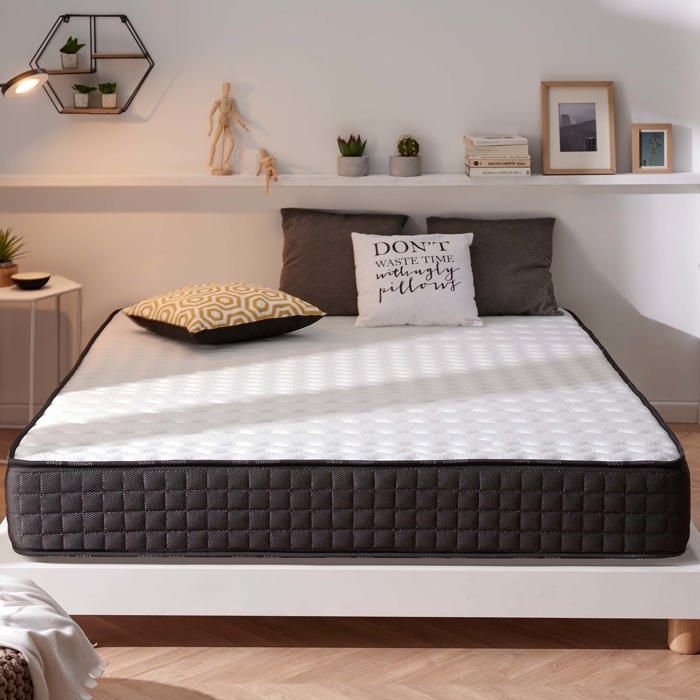 Colchão Titanium 180x200 cm - 24 cm de espessura - Espuma viscoelástica de alta resiliência, látex azul, hipoalergênico - Lado verão/inverno - 7 zonas