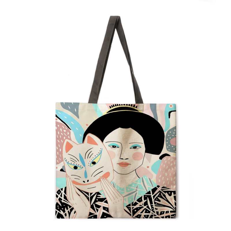Borsa tote da donna con stampa di dipinti giapponesi, borsa a tracolla casual e portatile, borsa per la spesa pieghevole, borsa da spiaggia per esterni.