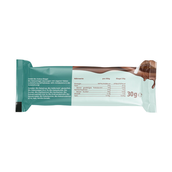 Bio Veganer Schokoriegel, Coconut Choc, 12er Set (12 x 30g = 360g)