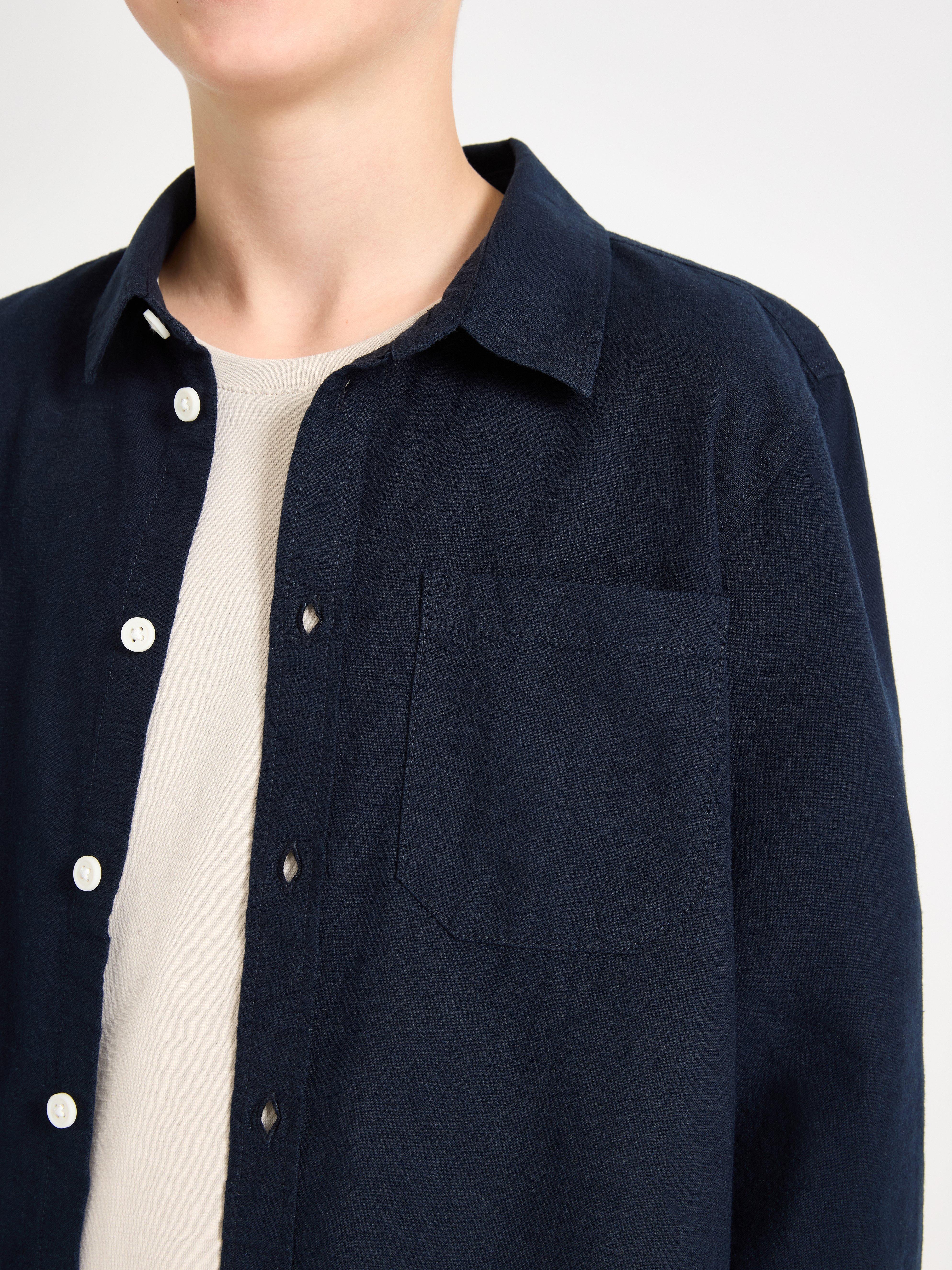 Skjorta i linneblandning Dark Navy