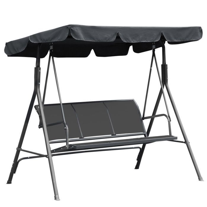 Columpio de jardín metálico Outsunny, 170x108x153cm, gris.