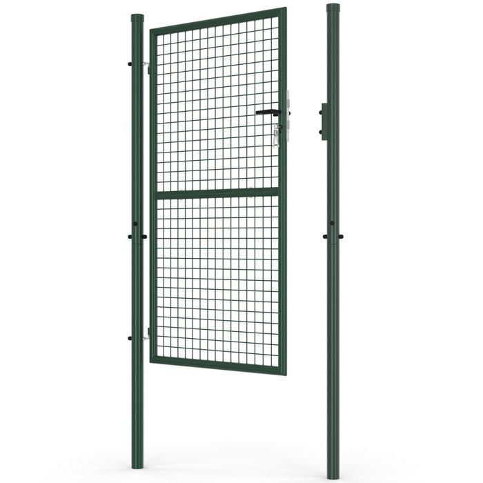 IDMARKET Portillon de jardin 105 x 175 cm en acier avec serrure et poignée vert