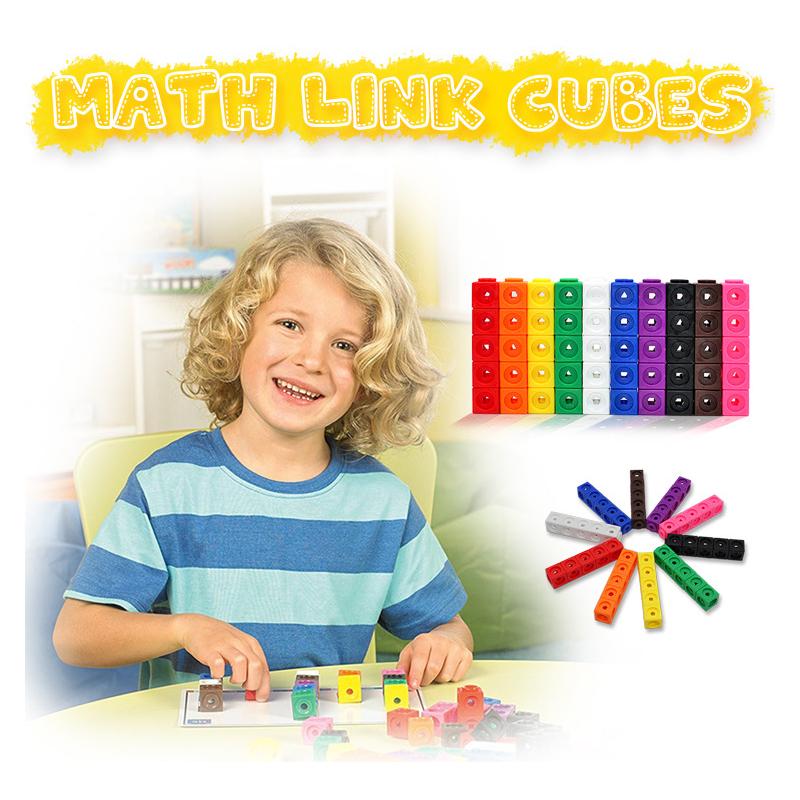 Brinquedo Criativo de Matemática com Blocos Quadrados de 2cm para Encaixe de Feitiços - Blocos Cúbicos Mathlink para Educação Infantil - Blocos de Construção para o Natal
