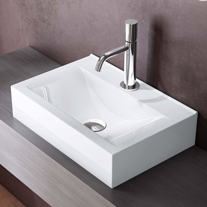 Lavabo vasque a poser ou monter au mur evier design Bruxelles-118C 45 x 30,5 x10,5 cm