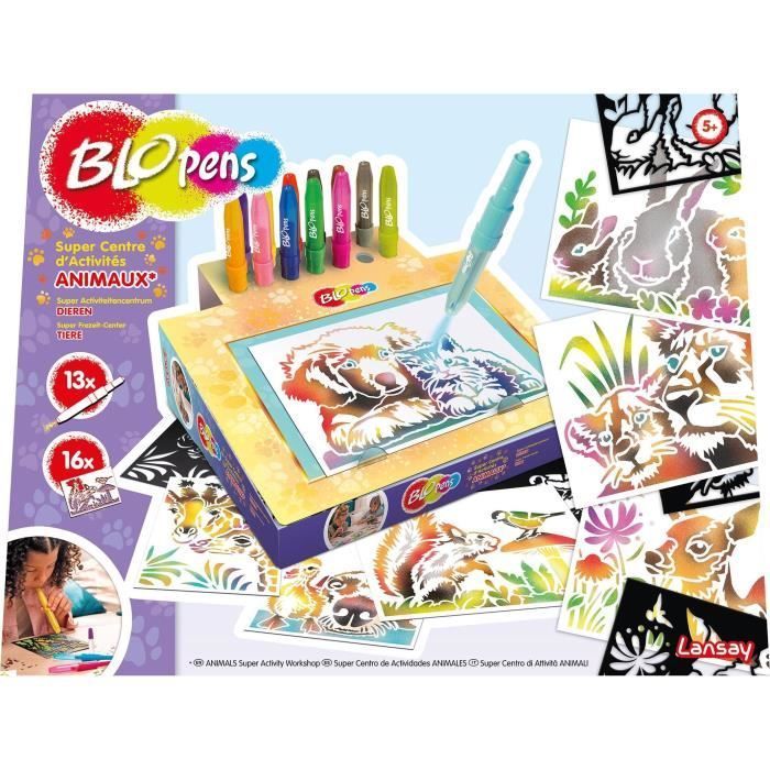 Jeu de coloriage - LANSAY - Blopens Animaux - 16 pochoirs - Lavable - Dès 5 ans