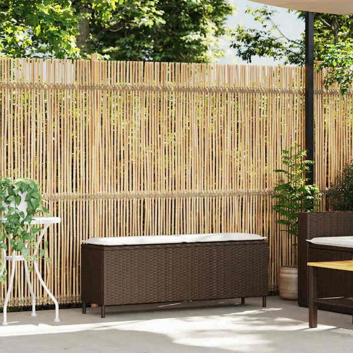 STAR SALE® Banc de jardin( 1 pc) - Banquette - avec coussin - marron 110x30x40,5cm résine tressée T4386