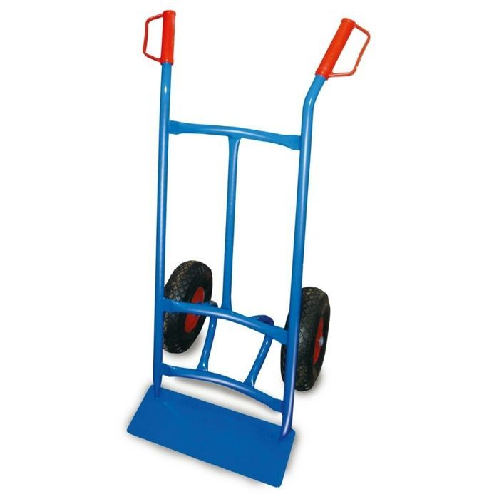 Steekwagen 250 kg, lekbestendige wielen Ø250 mm, metalen trolley, schep 40x14 cm, ca. 7 kg - blauw