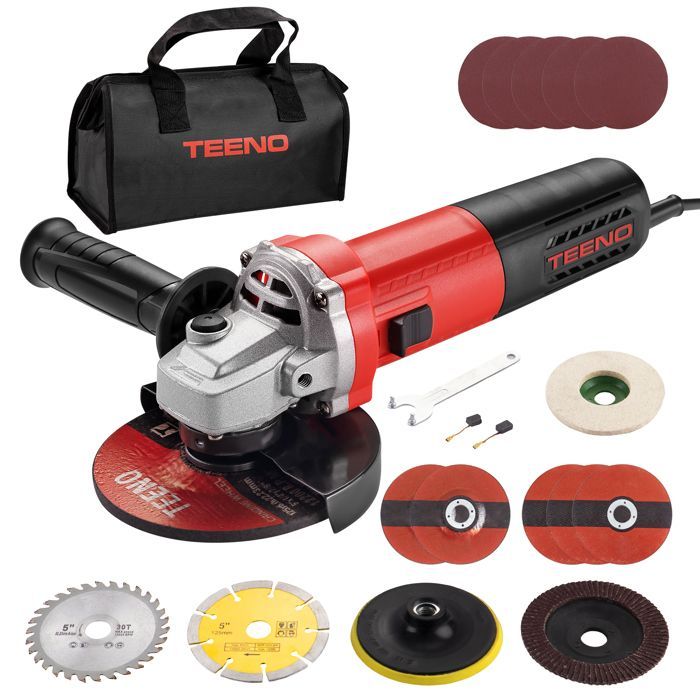 Meuleuse d'angle - TEENO - 1000W - Disque 125 mm - 2000-12000 trs/min - Moteur tout cuivre