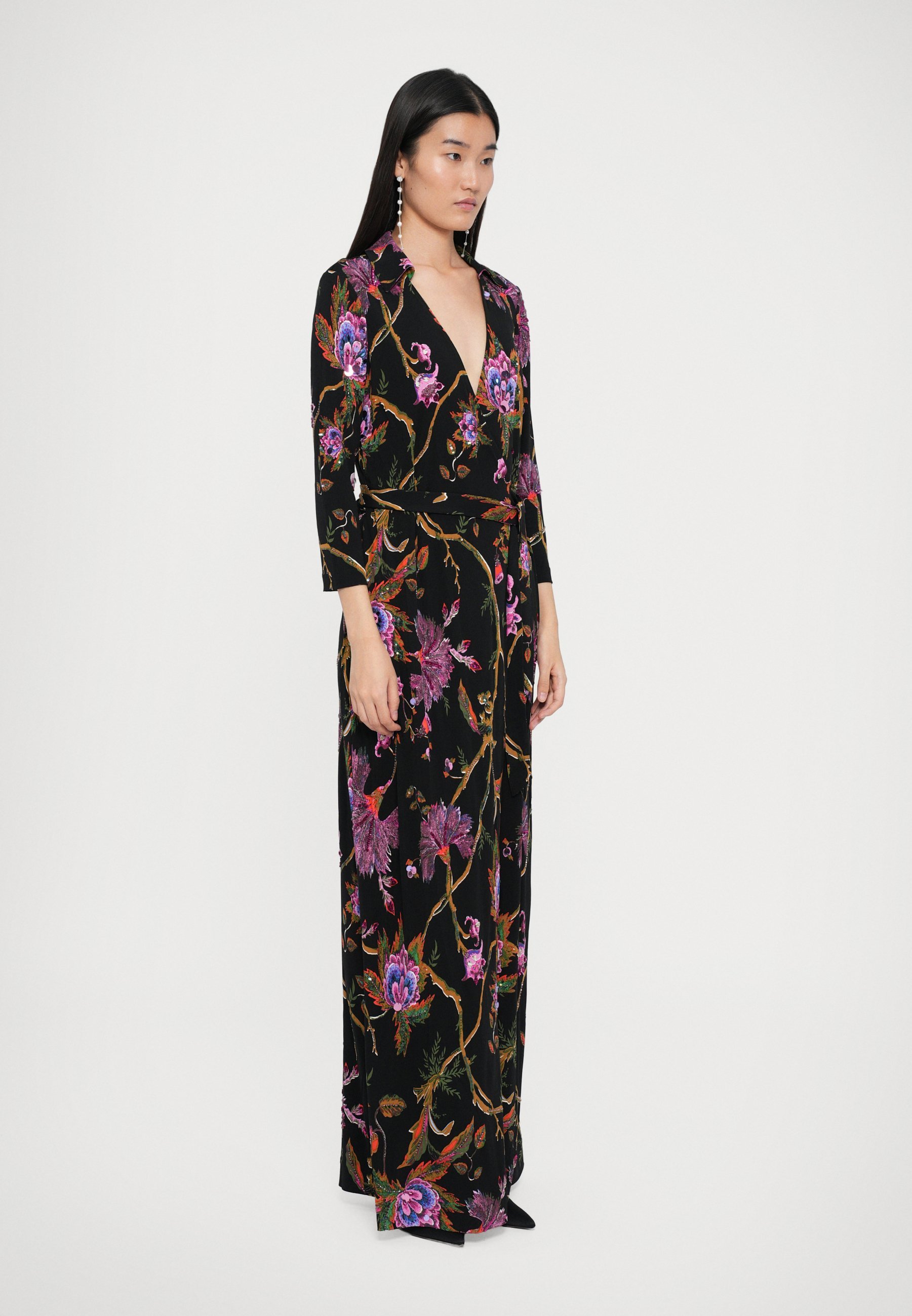 Vestido longo envelope Abigail da Diane von Furstenberg - Vestido maxi - preto