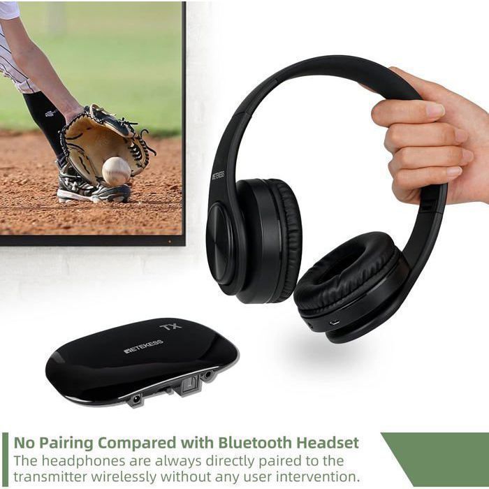 Retekess TA005-TA006 Wireless Headphones for Watching TV, with Transmitter, Supports Optical, Coaxial, AUX, and RCA Inputs