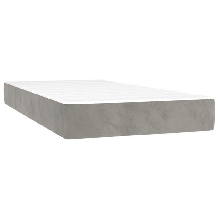 Struttura letto con materasso - Maison Exclusive - Velluto grigio chiaro - 90x200 cm - Massimo relax