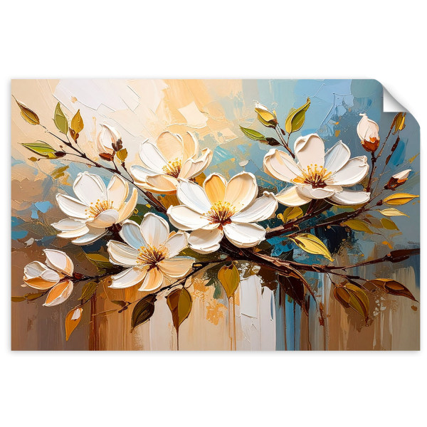 Naklejka na ścianę Feeby Białe Kwiaty Gałązki Natura 30x20