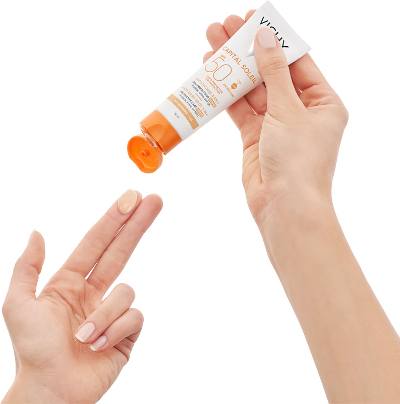 Vichy Capital Soleil protetor tonalizante 3 em 1 FPS 50 contra manchas de pigmentação
