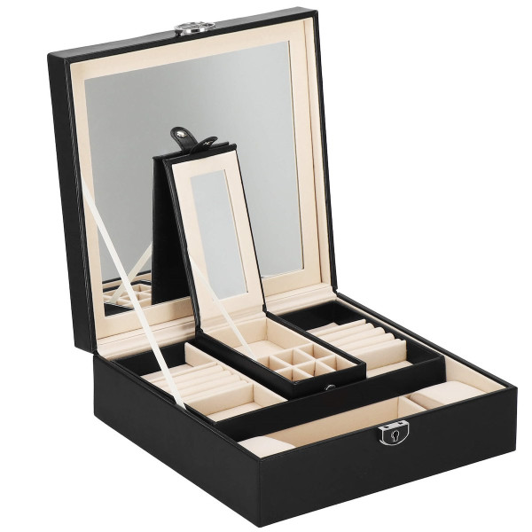 Szkatułka na biżuterię ekoskóra 25 x 25 x 8,5 cm organizer