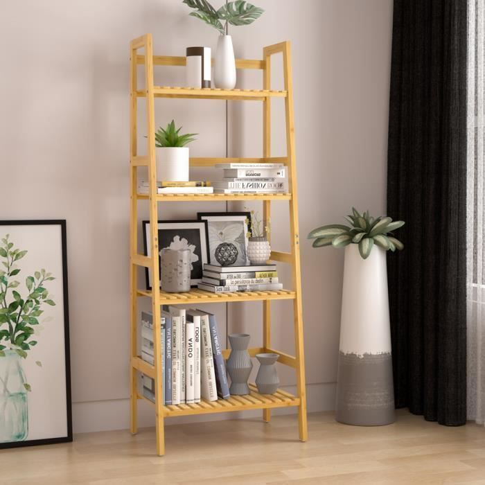 Étagère en bambou à 4 niveaux Meuble de rangement 123x48x32 cm Maison intérieur salle de bain cuisine couloir