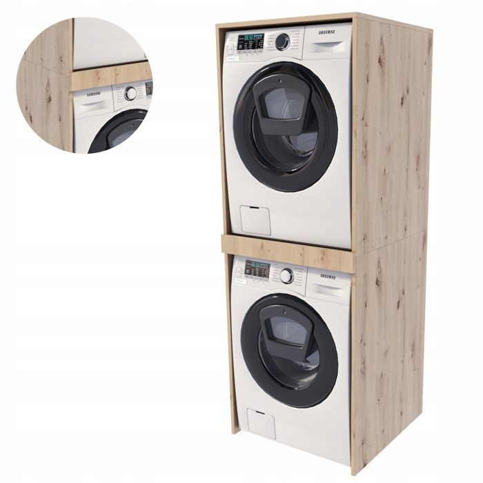 Mobile per lavatrice e asciugatrice - Pratico - 66x183,6x69,6 cm - Bianco