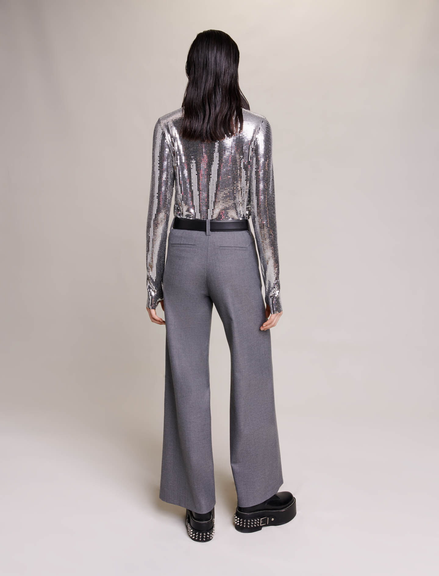 Broek met wijde pijpen - Grijs