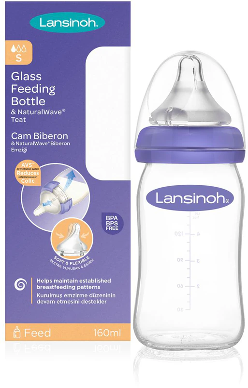 Mamadeira de vidro Lansinoh NaturalWave