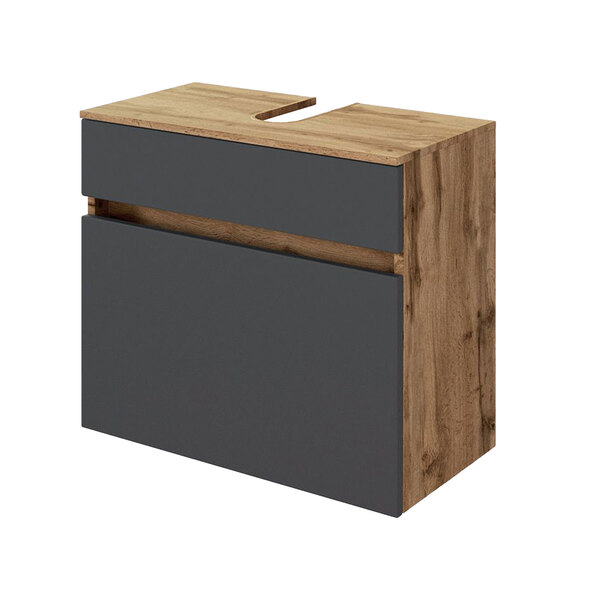 Lincoln under-sink cabinet, 60 cm, matt grey/wotan oak