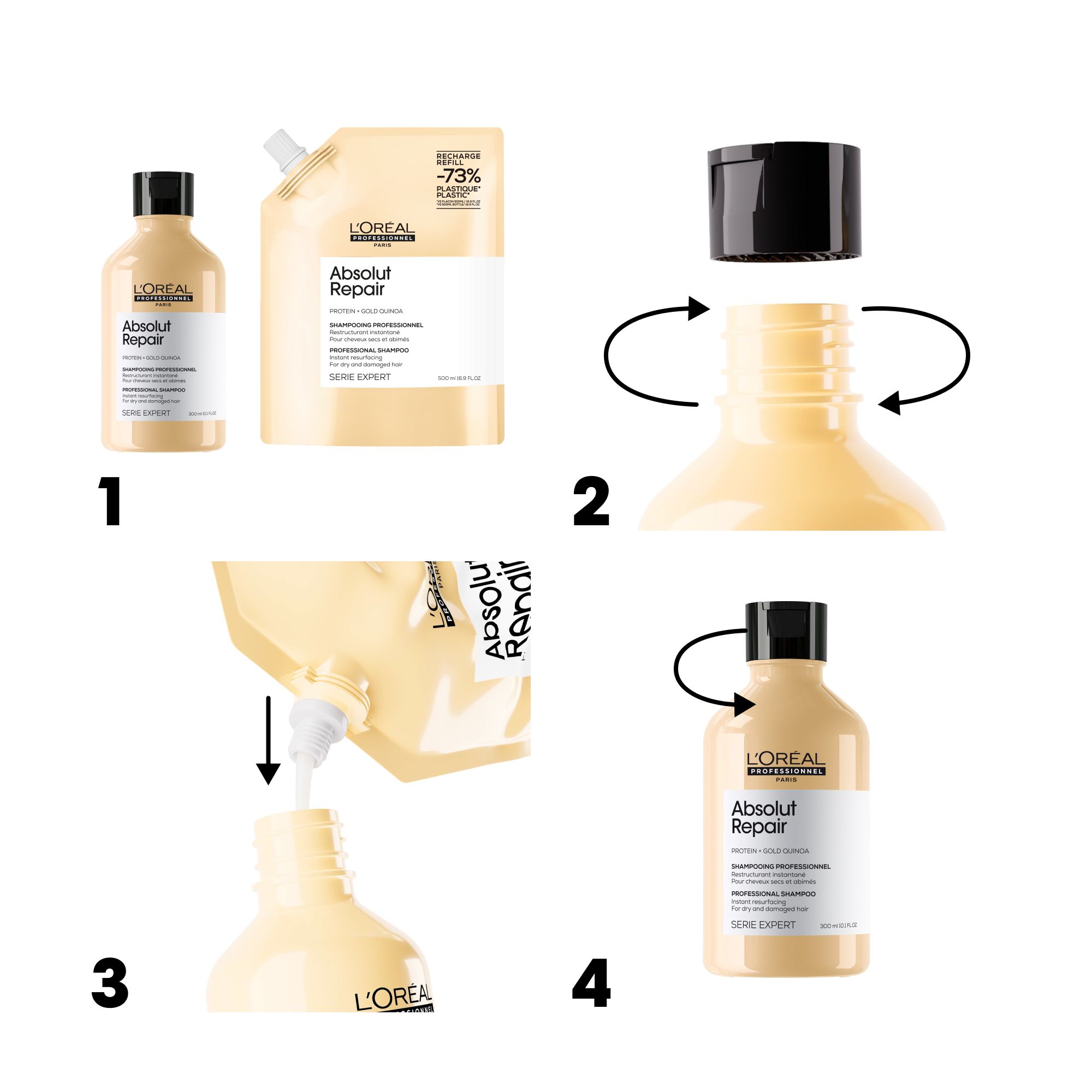 Serie Expert Absolut Repair šampūna uzpilde Salonu šampūni