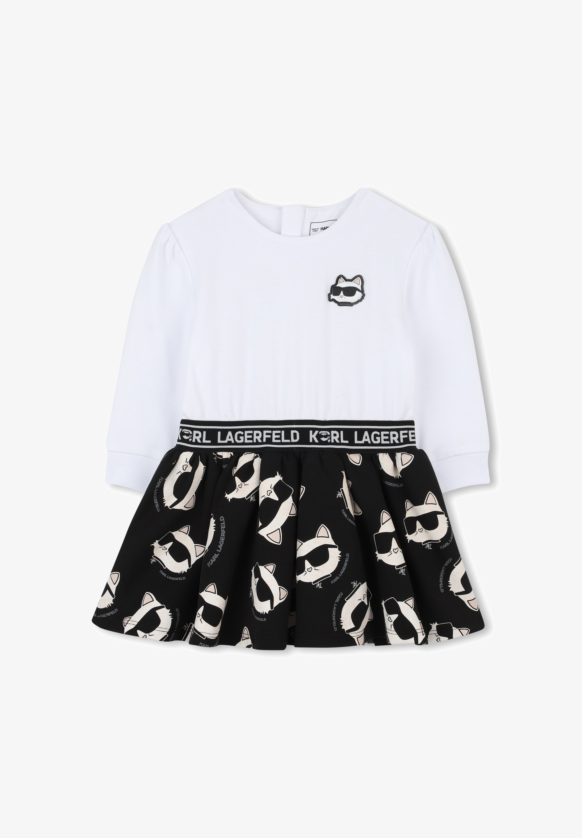 Abito in jersey KARL LAGERFELD KIDS - bianco/nero