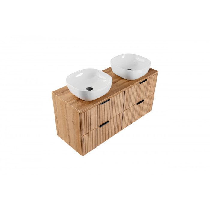 Komplettes Badezimmer-Set mit Doppelwaschtisch (120 cm) und 3 Schränken – Georgia Oak
